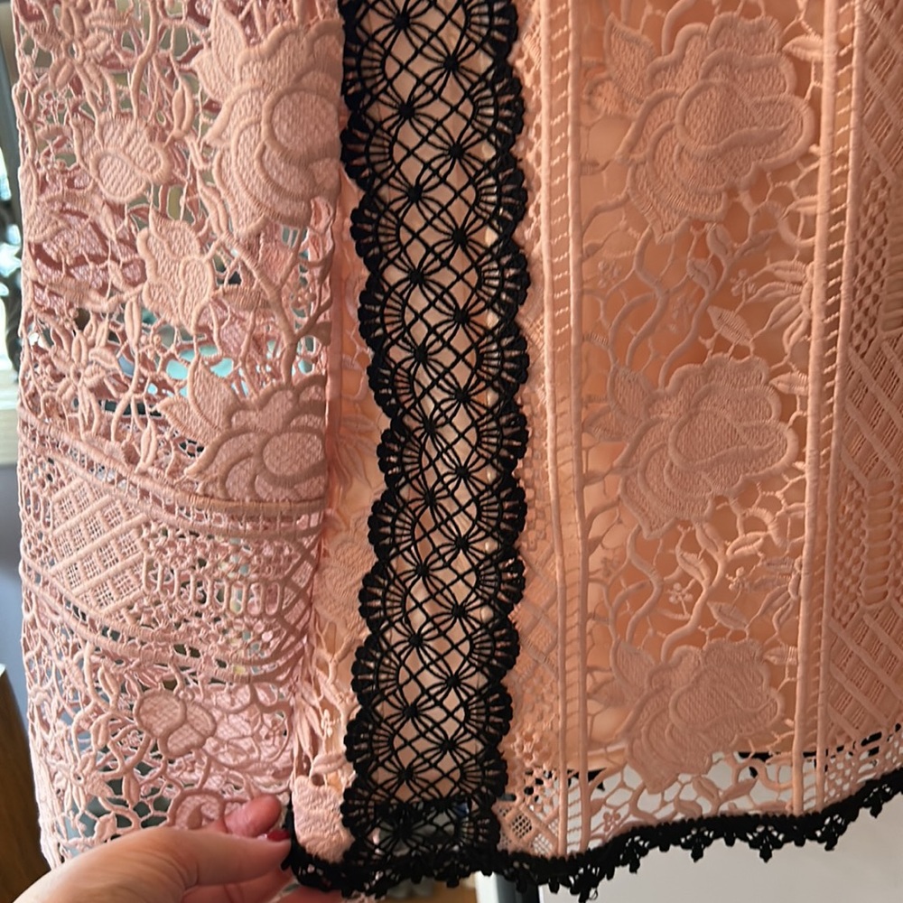 NWT Nanette Lepore Pink/black Lace formal top - Picture 4 of 6